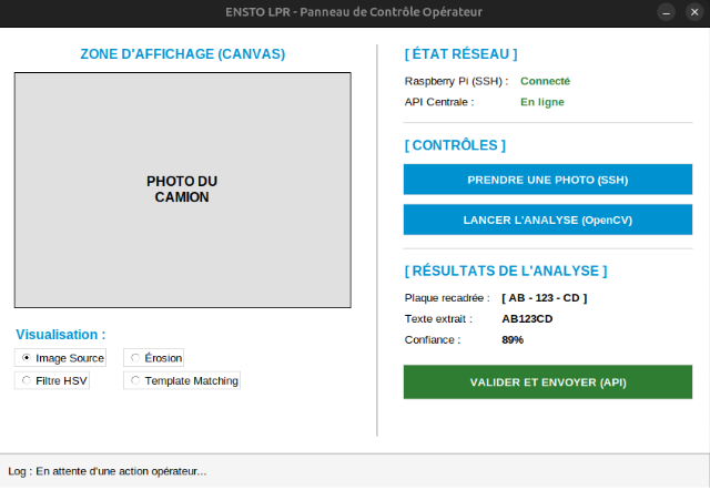 Interface du logiciel ENSTO LPR